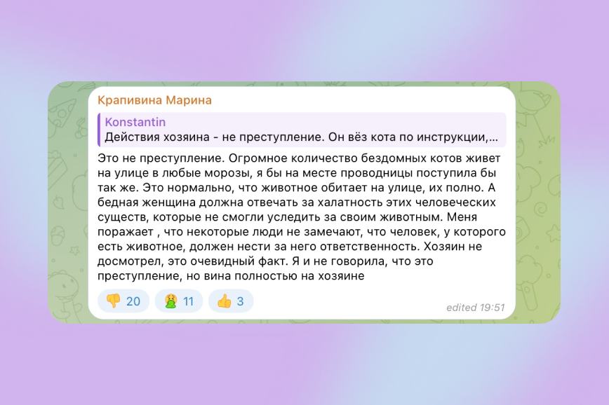 комментарий о ситуации с котом Твиксом